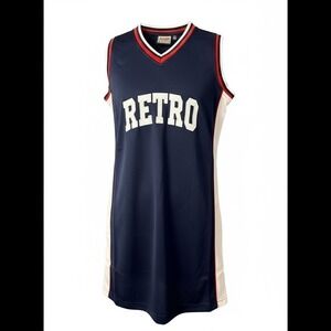 Retro Classics Navy Athletic V Neck Jersey Dress Size XS
